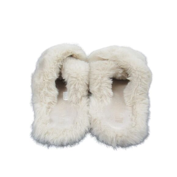 NEW Apparis Women Size 9 White Furry Crossband Bedroom Slippers - Picture 3 of 6
